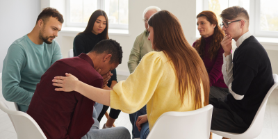 patients sitting in drug rehab in atlanta after searching for inpatient drug rehab near me